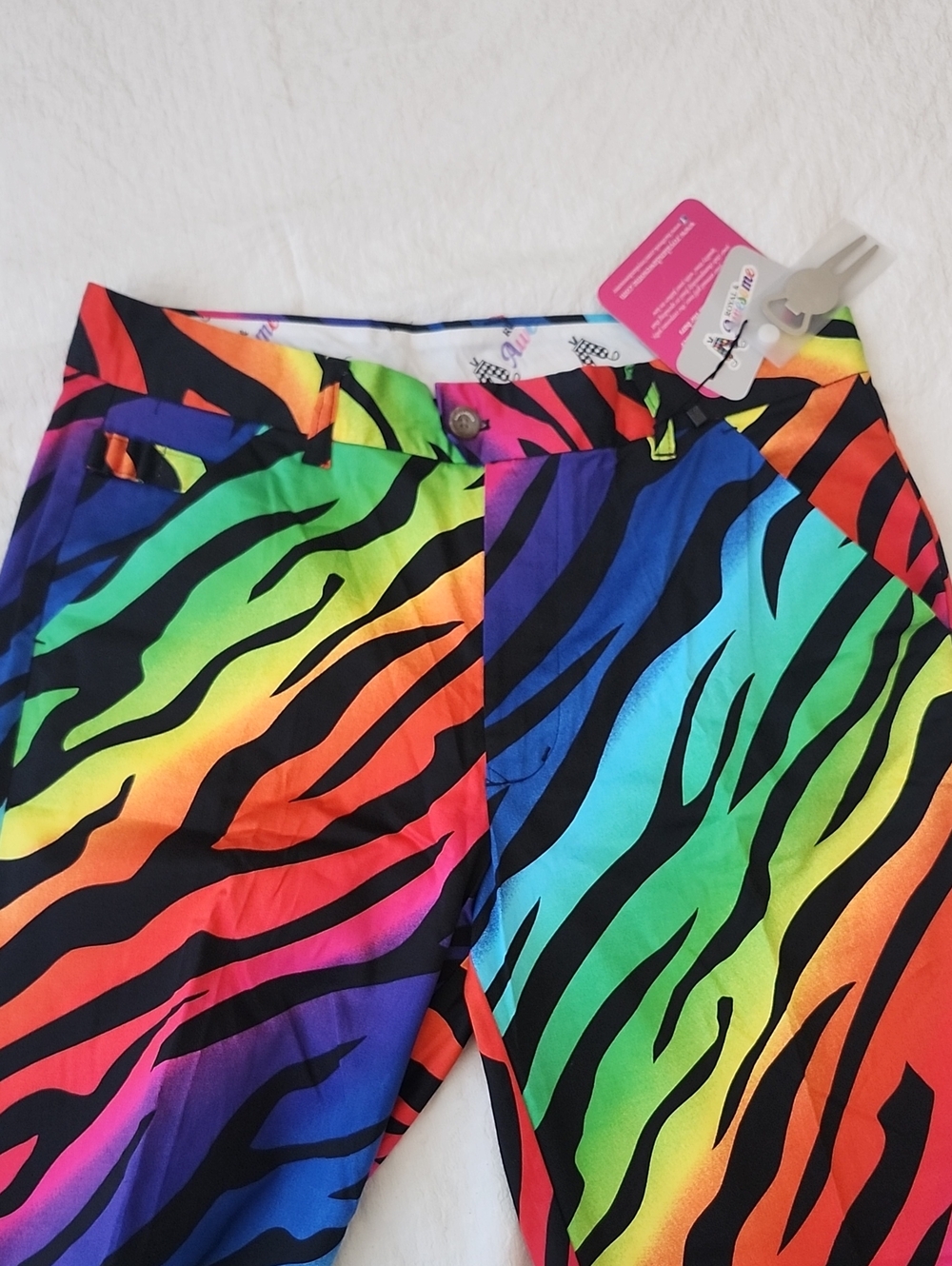 Royal & Awesome Golf Pants Bright Rainbow Zebra Print - Multicolor - Picture 3 of 15